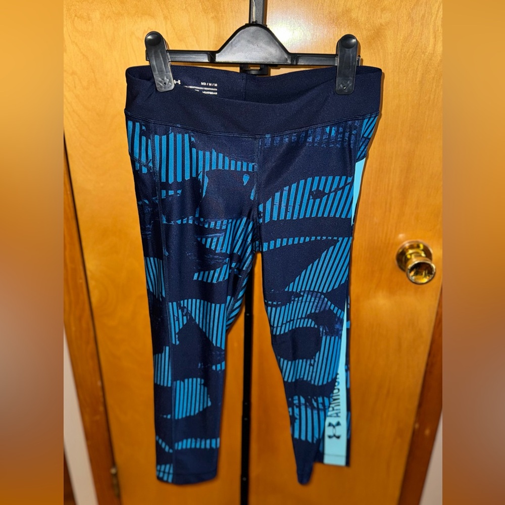 Under Armour Navy and Bright Blue Girls' Printed Leggings